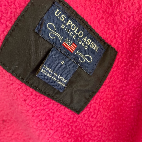 U.S. Polo Black And Pink Girls Coat - Picture 4 of 5